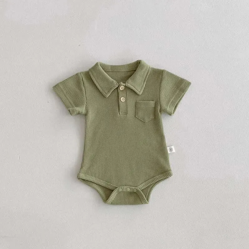 Baby Waffle Pocket Solid Color Bodysuit