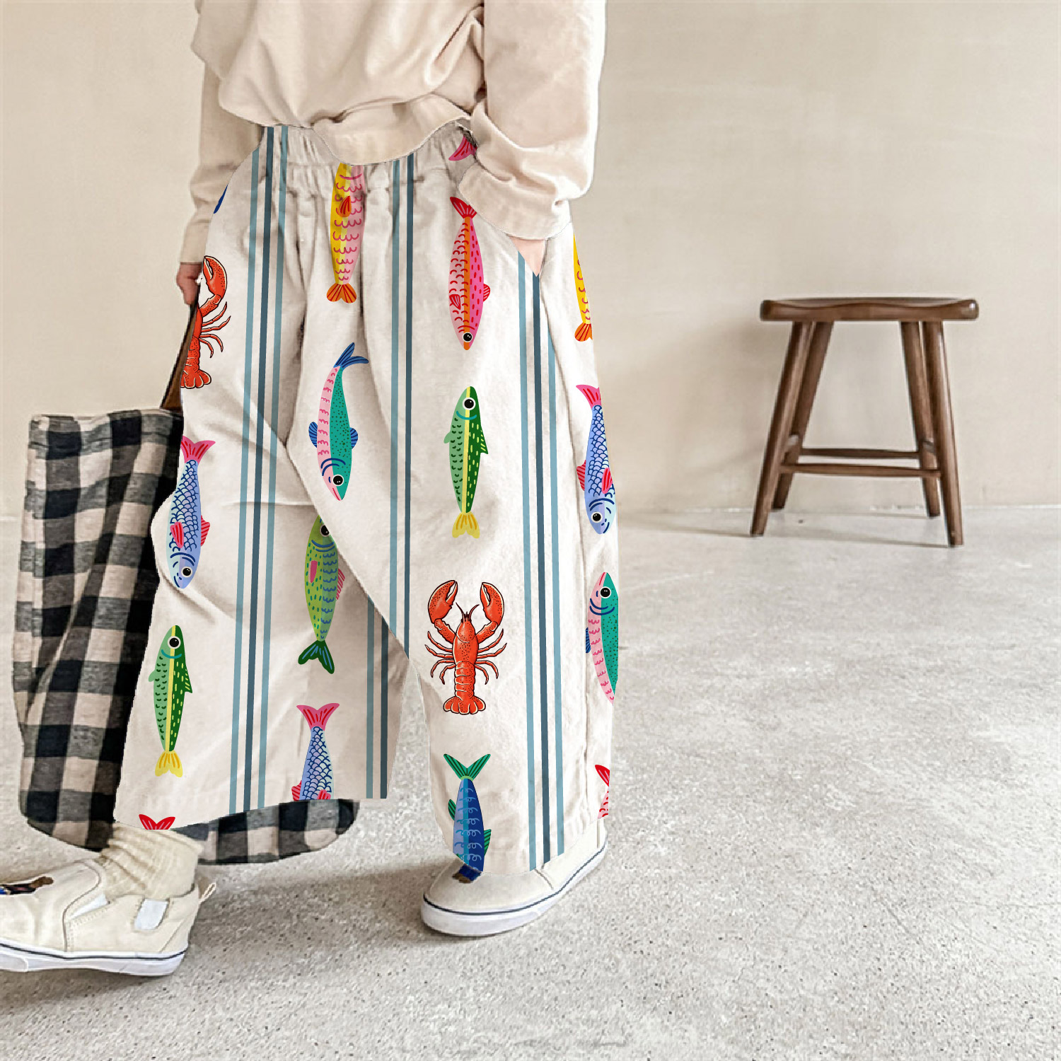 Baby & Kids Stripe Sardines Lobster Pattern Pants