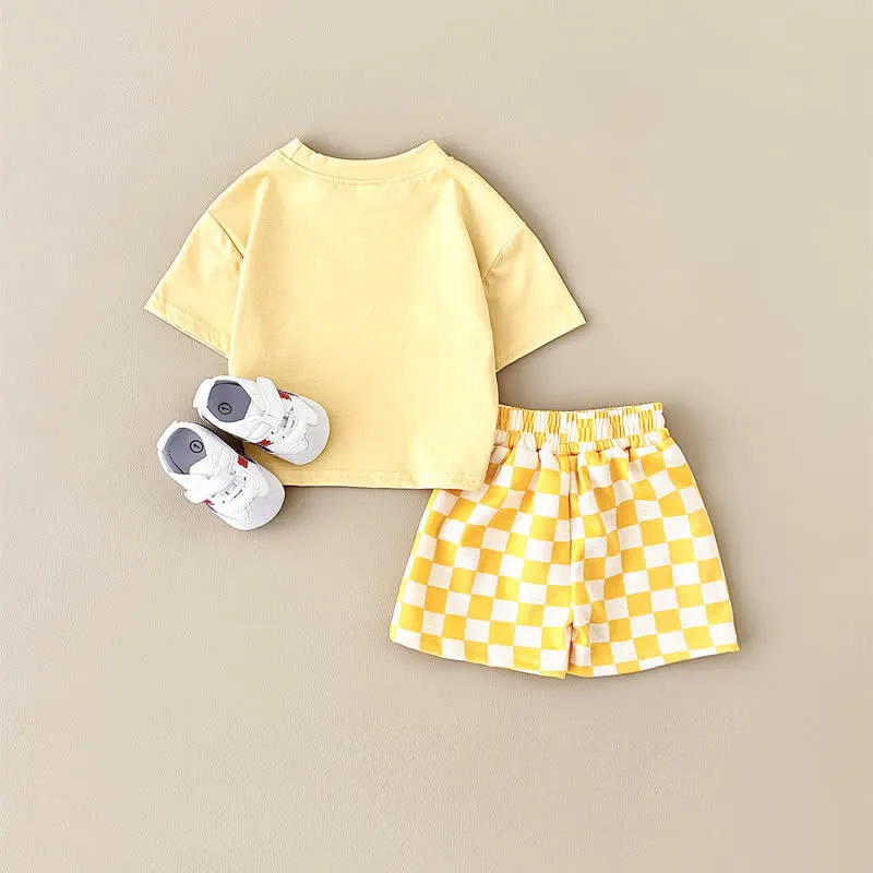 Baby 2-Piece Soft Checkerboard Sweatsuit Set
