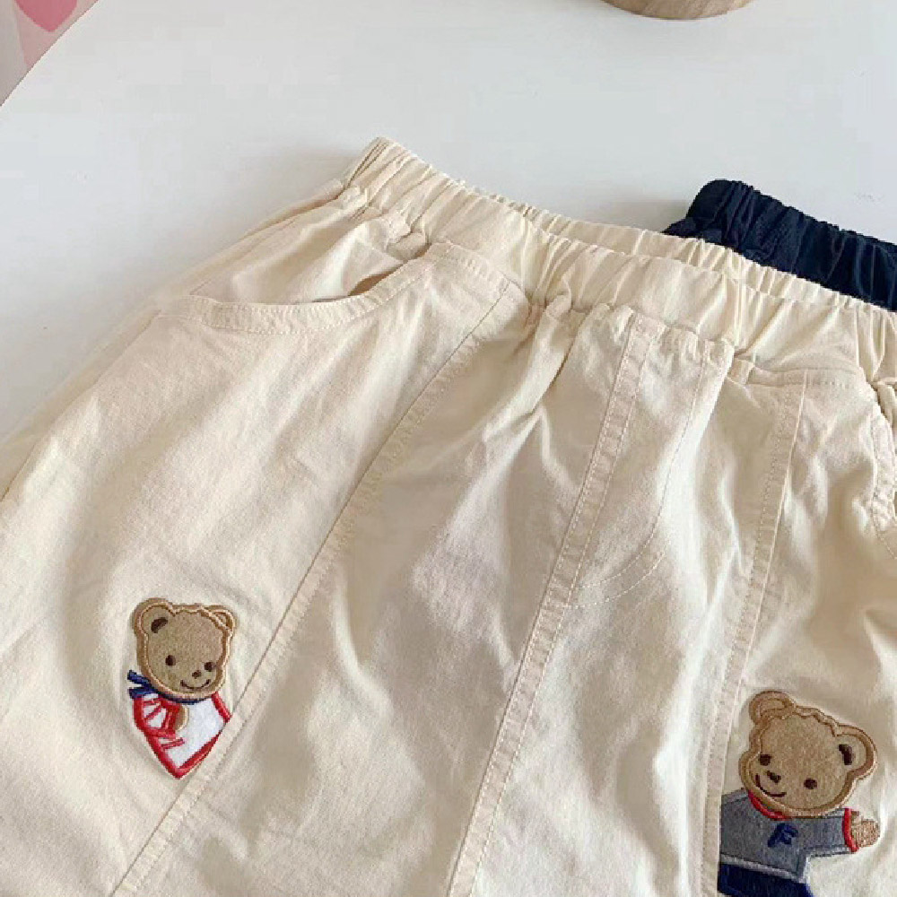 Kids Bear Dog Embroidery Shorts