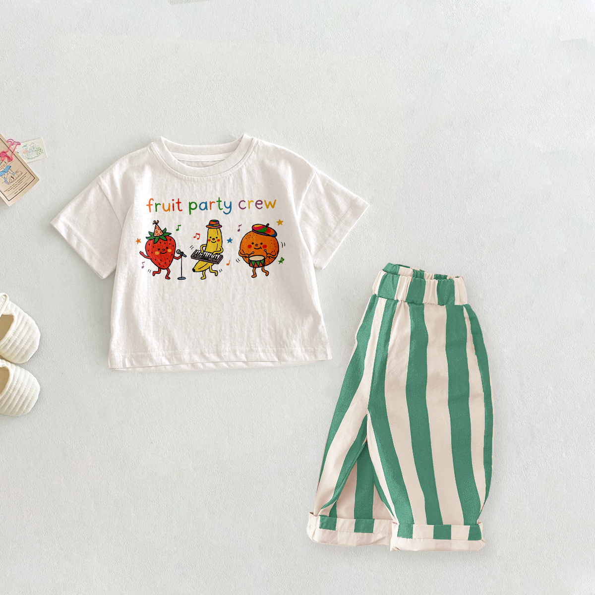 FRUIT PARTY CREW Baby Toddler Fruit Band Pattern 2 Piece Sets