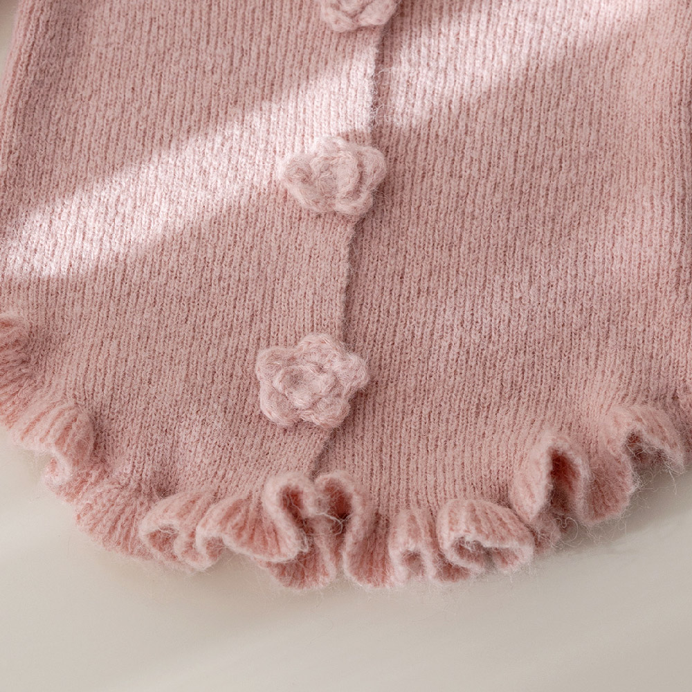 Kids Flowers Ruffled Sleeves Sweater