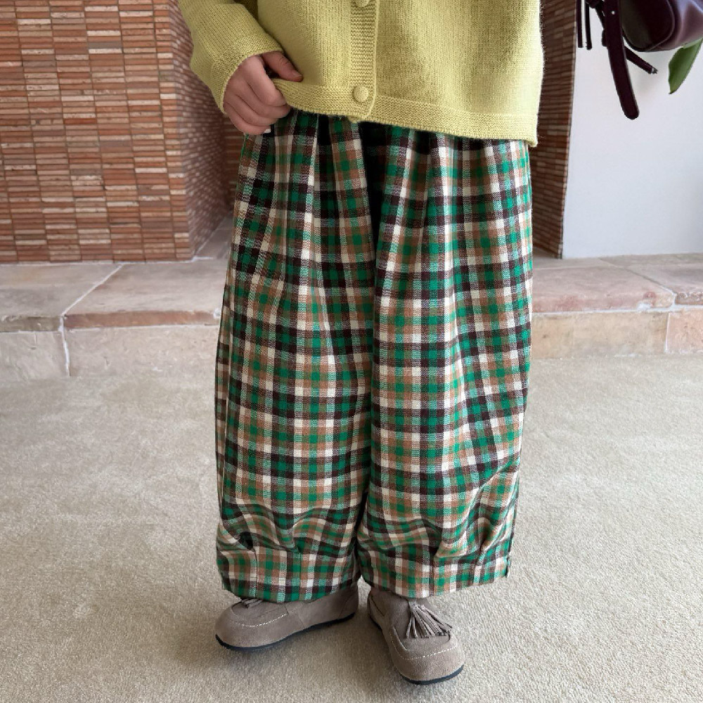 Kids Checkerboard Pattern Lantern Pants 