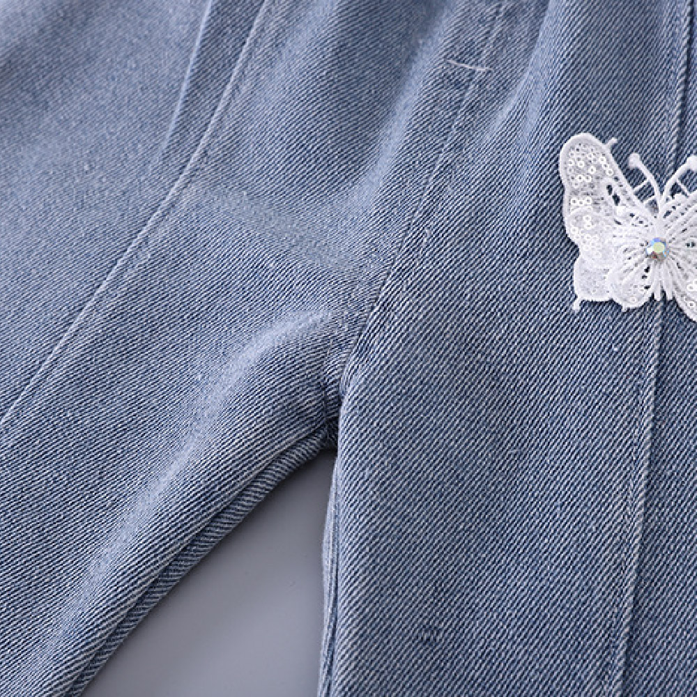 Kids Bow Sweatshirt and Denim Pants Set