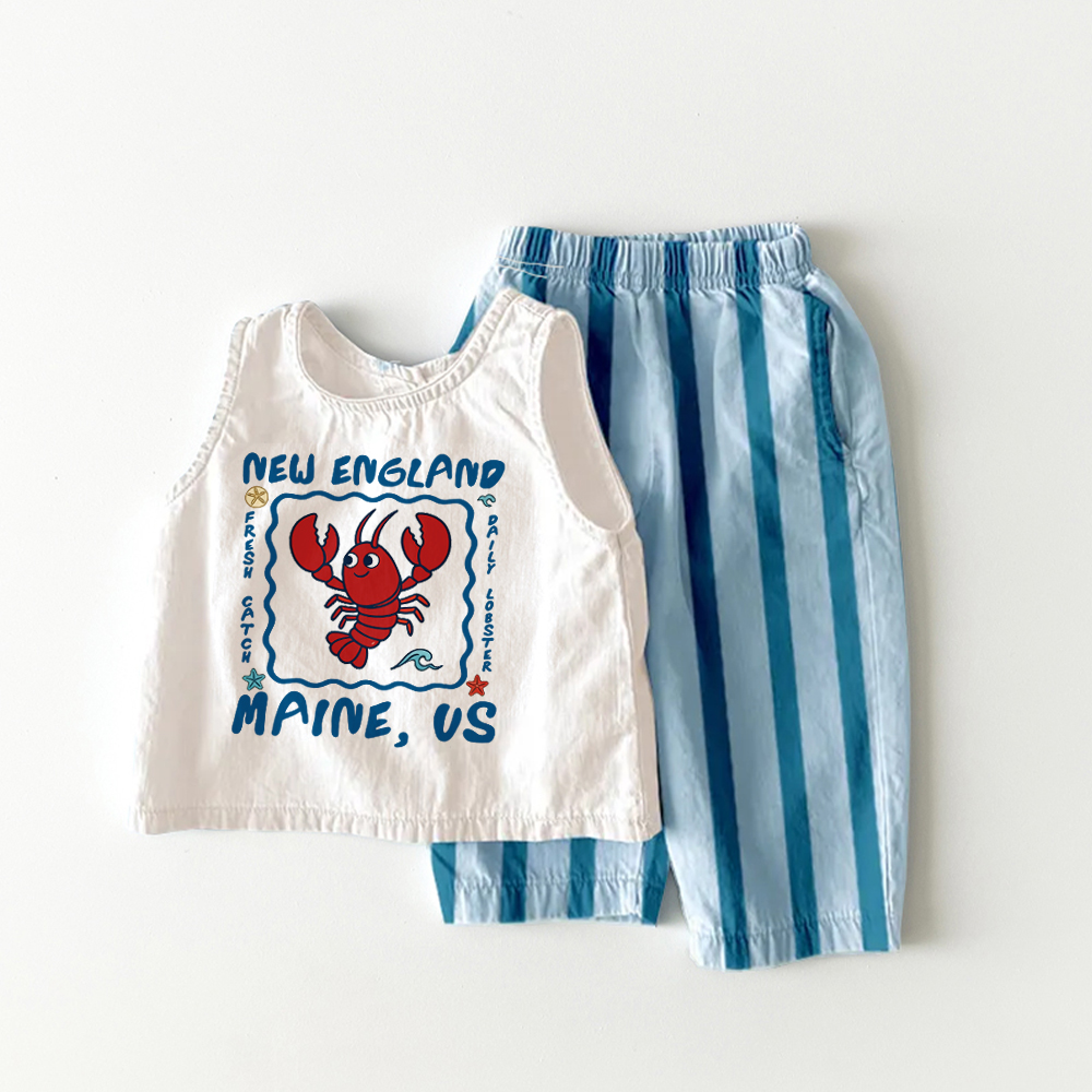 NEW ENGLAND MAINS US Baby Toddler Lobster Stripe 2 Piece