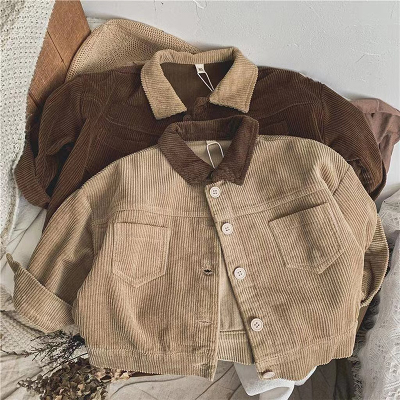 Toddler Solid Color Corduroy Lapel Jacket