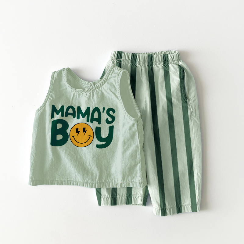 MAMA'S BOY Baby Toddler Smiley Stripe 2 Piece