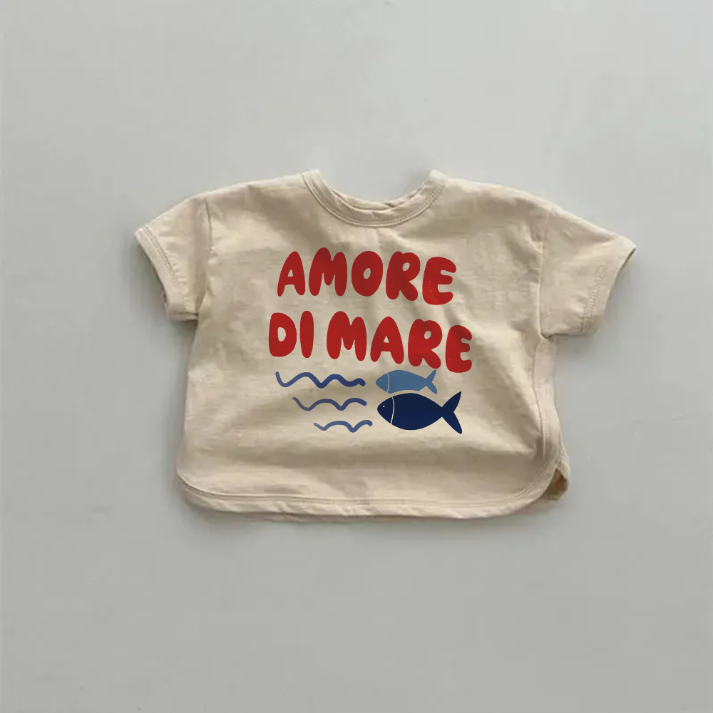 AMORE DI MARE Baby Comfort Solid Color Simple T-shirt