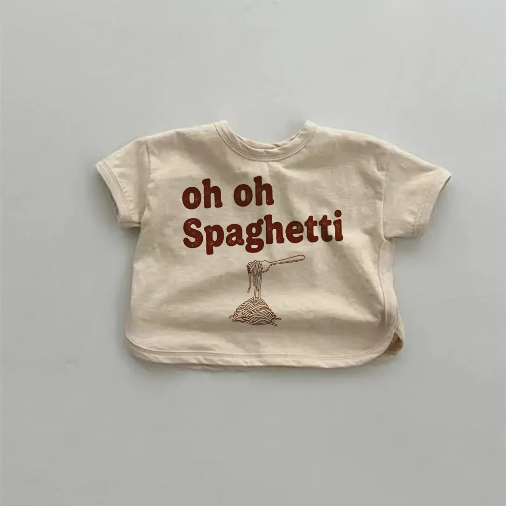 OH OH SPAGHETTI Baby Comfort Solid Color Simple T-shirt