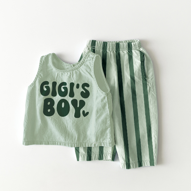 GIGI'S BOY Baby Toddler Slogan Stripe 2 Piece