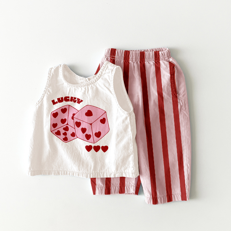 LUCKY YOU Baby Toddler Dice Stripe 2 Piece