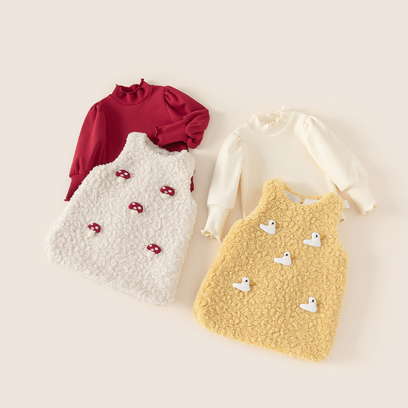 2 Piece Toddler 3D Duck and Mushroom Plush Dress Set