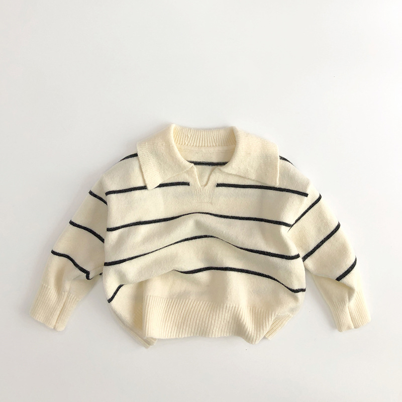 Toddler Striped Lapel Sweater