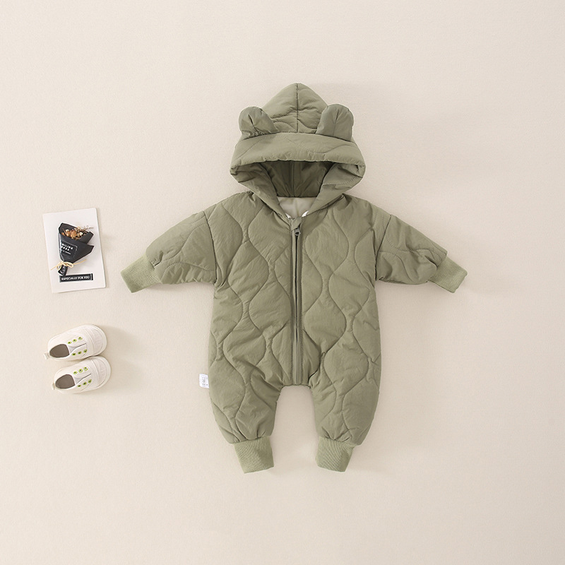 Baby Bear Hooded Quilted Romper