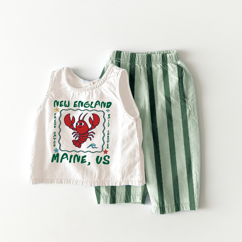 NEW ENGLAND MAINS US Baby Toddler Lobster Stripe 2 Piece