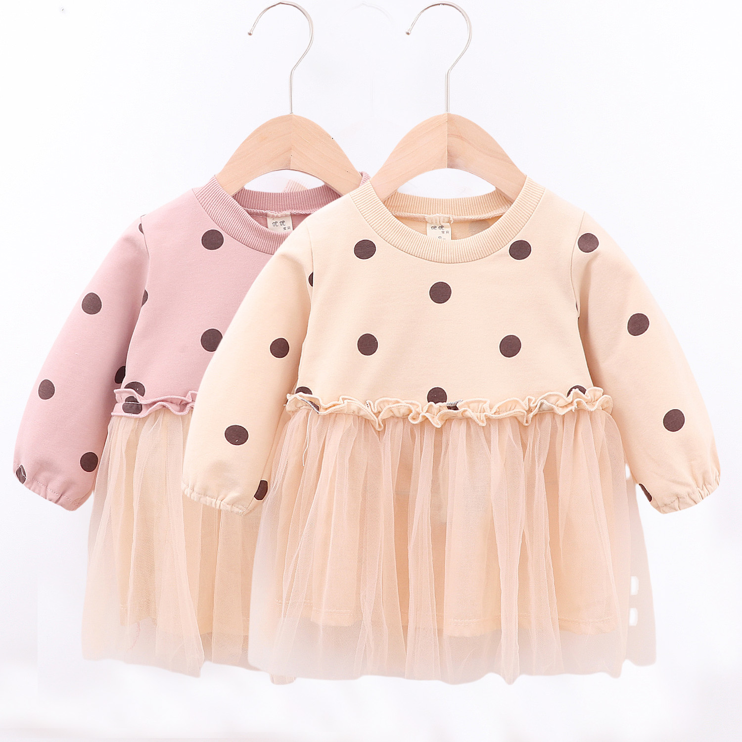 Baby Girls Polka Dot Patchwork Princess Dress
