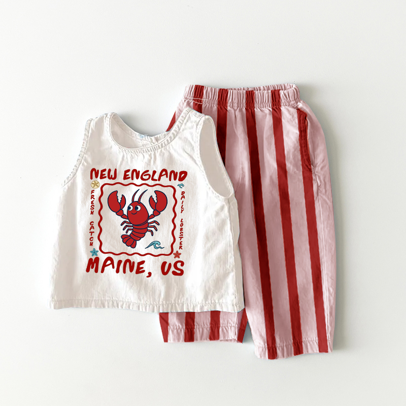NEW ENGLAND MAINS US Baby Toddler Lobster Stripe 2 Piece