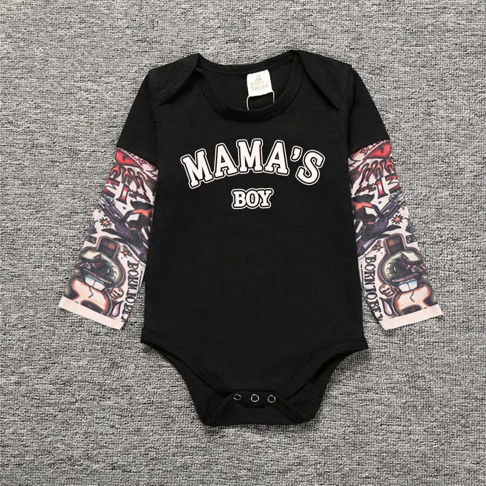 MAMA'S BOY Baby Black Romper