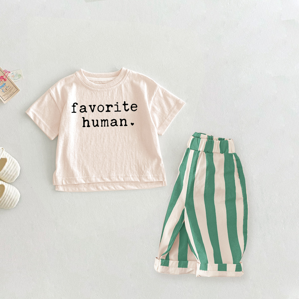 FAVORITE HUMAN 2-Piece Slogan Casual Pants Set
