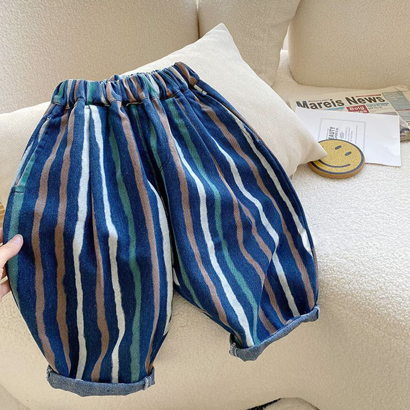 Toddler Colorful Vertical Striped Denim Pants