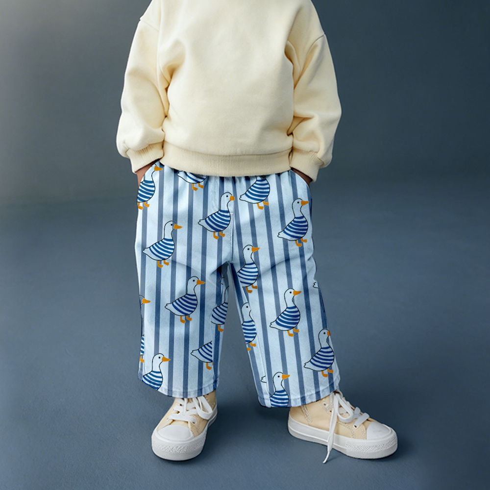 Baby & Kids Goose Stripe Denim Pants