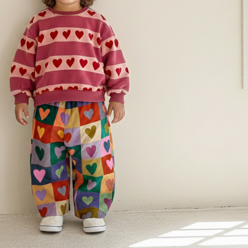 Baby & Kids Heart Check Print Pants