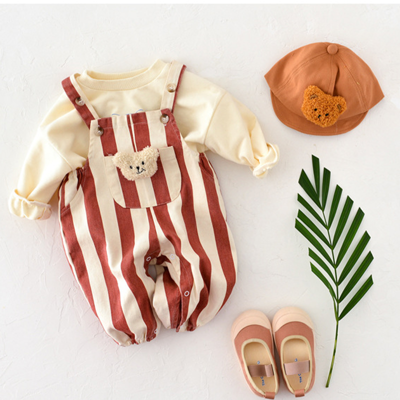 Baby Bear Adjustable Striped Overalls