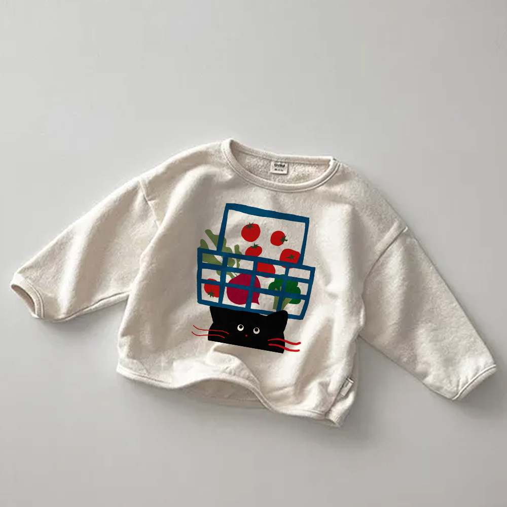 Baby Toddler Fruit Cat Solid Color Loose T-Shirt