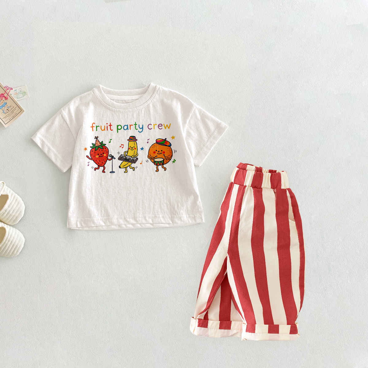 FRUIT PARTY CREW Baby Toddler Fruit Band Pattern 2 Piece Sets