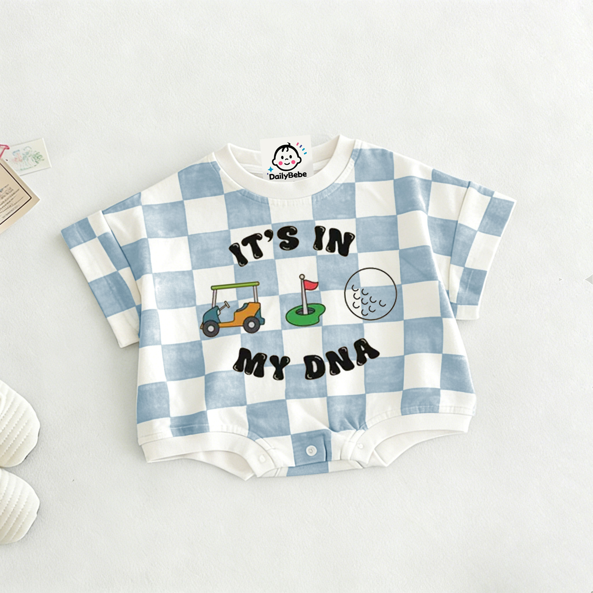 IT'S IN MY DNA Baby Golf Check T-shirt Romper