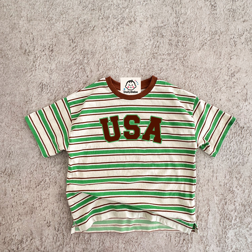 USA Baby & Kids Print Stripe T-Shirt (6M-12Y)