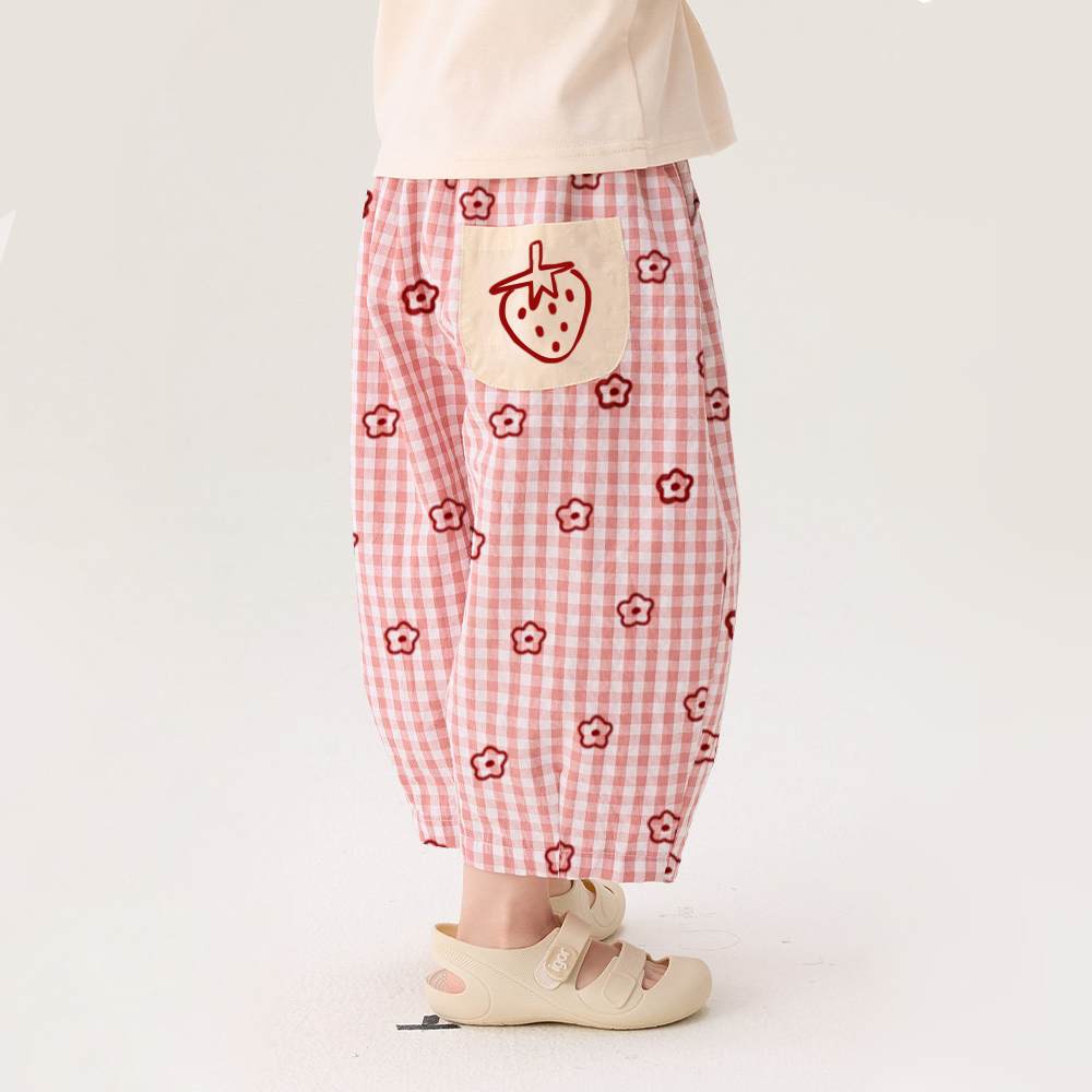 Baby & Kids Flowers Strawberry Plaid Pants