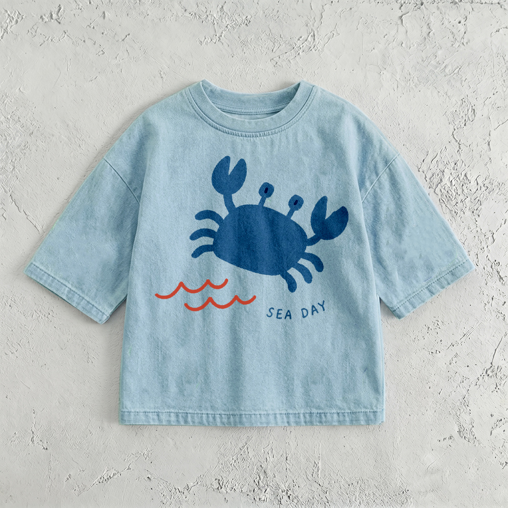SEA DAY Baby & Kids Crab Washed T-Shirt (6M-12Y)