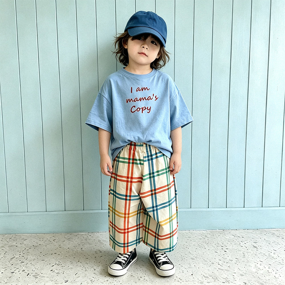 I AM MAMA'S COPY Baby & Kids Colorful Plaid 2 Piece Set