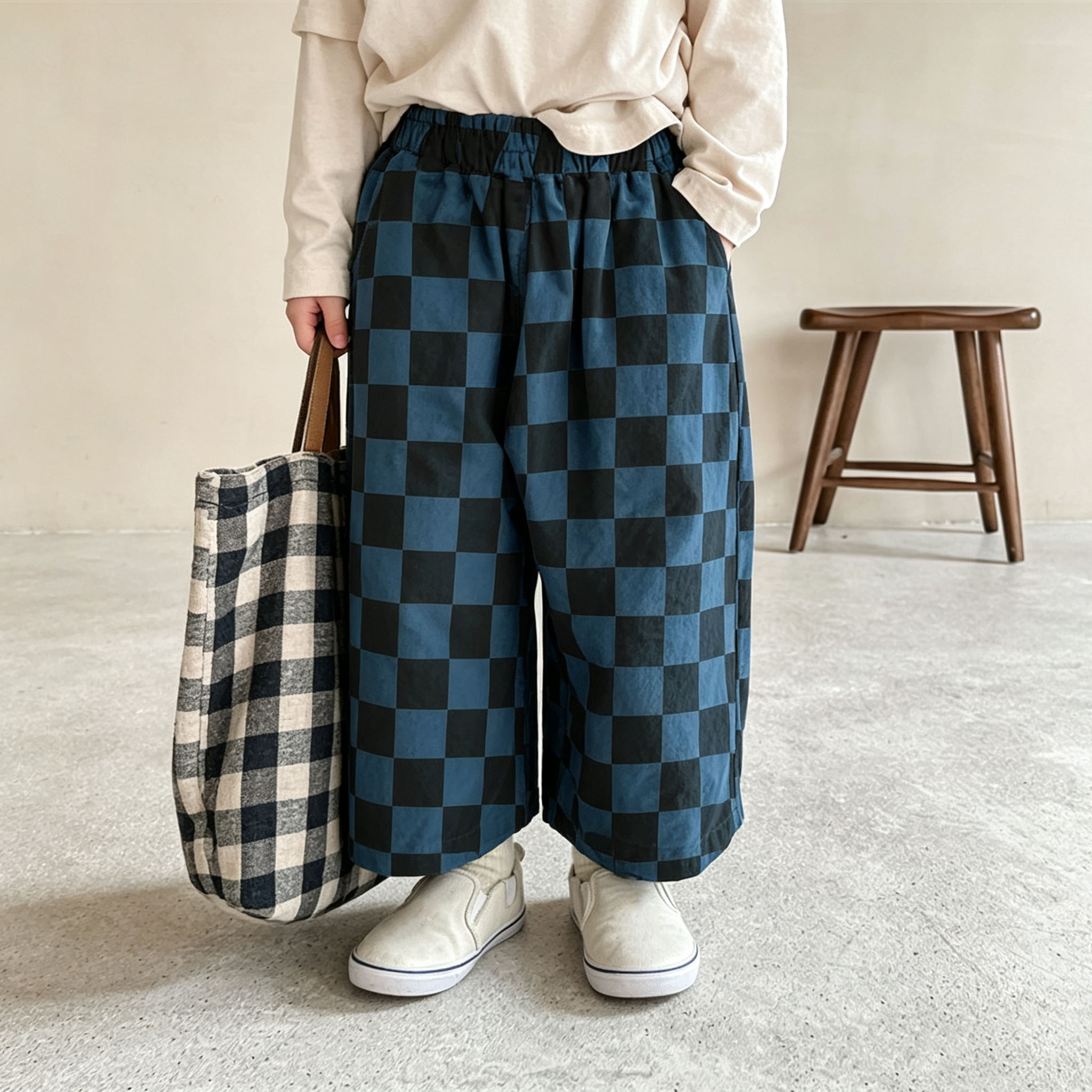 Baby & Kids Blue Check Pattern Pants