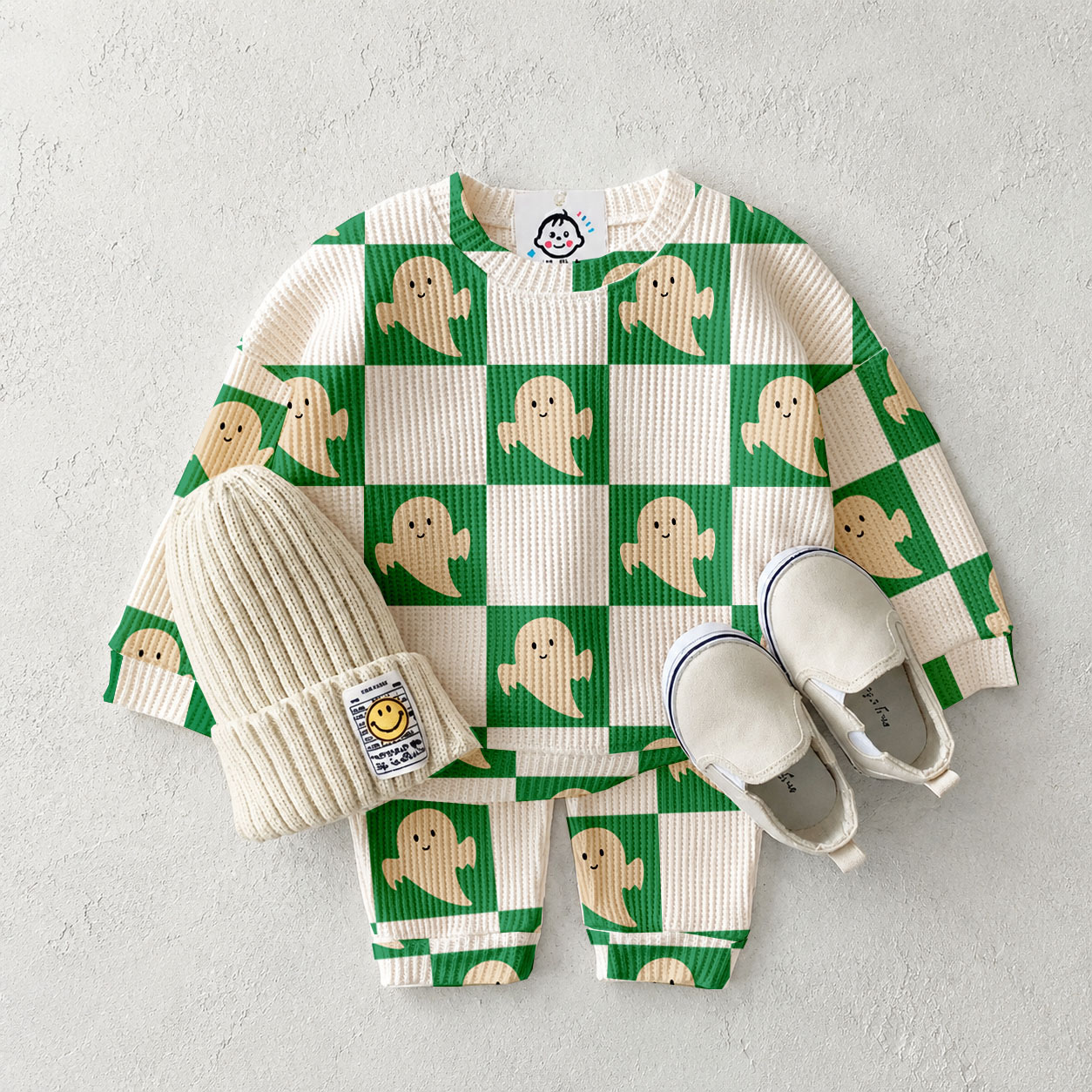 Baby Spooky Checkerboard  Waffle 2-Piece Set