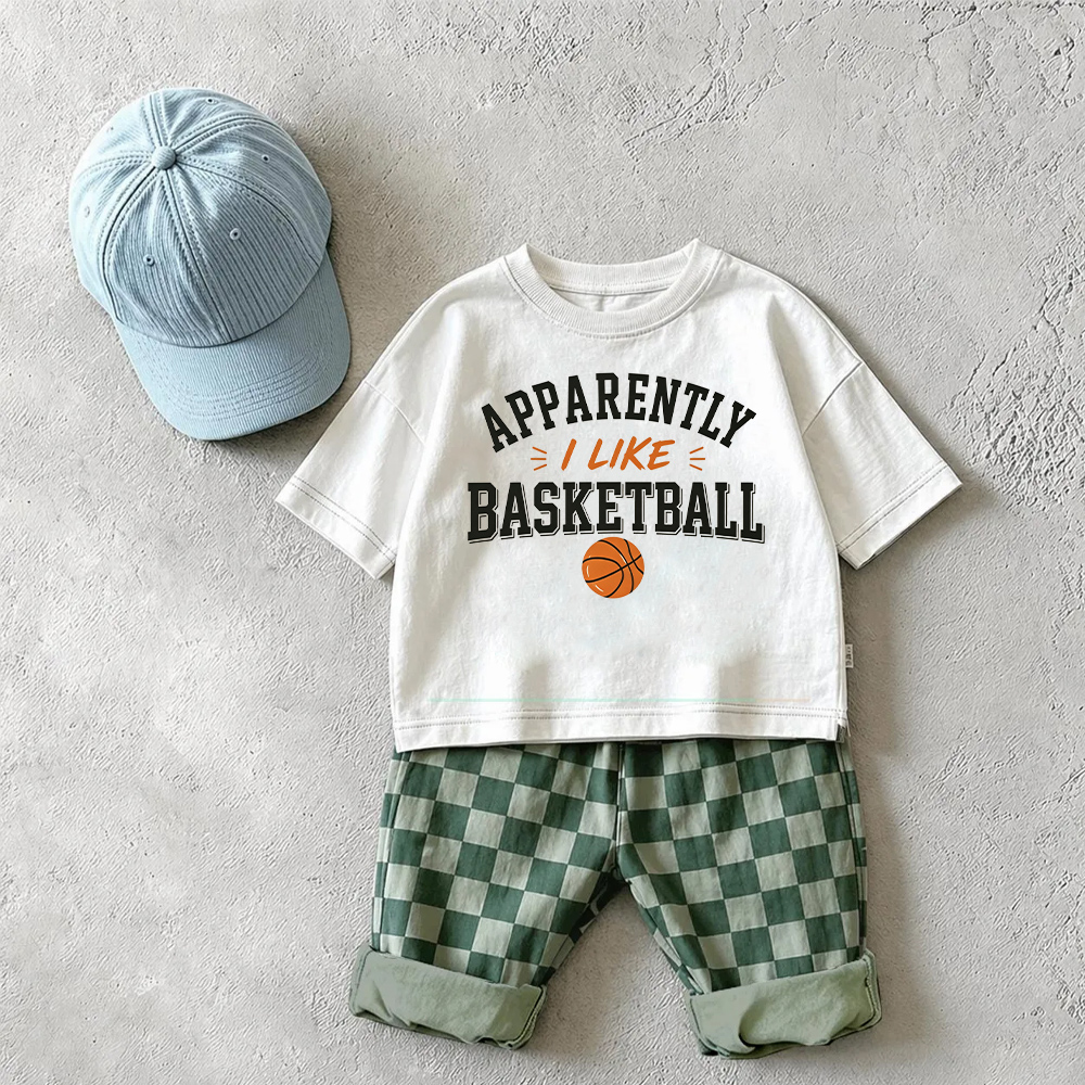 APPARENTLY I LIKE BASKETBALL Baby & Kids Checkerboard 2 Piece Set