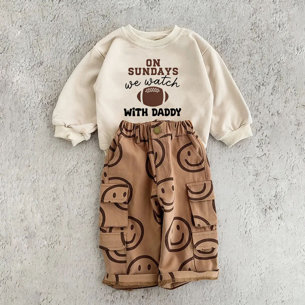 ON SUNDAY WE WATCH FOOTBALL WITH DADDY Baby & Kids 2-Piece Set