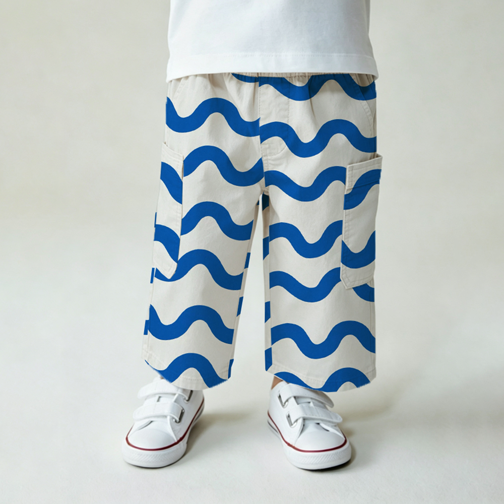 Baby & Kids Blue Wavy Stripe Pockets Pants