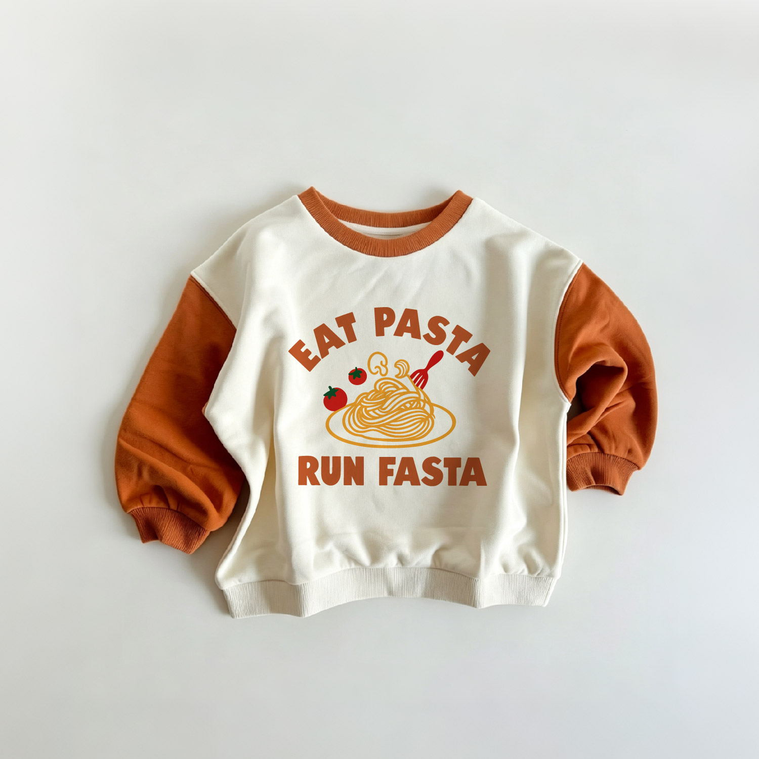 EAT PASTA RUN FASTA Baby & Kids Pasta Color Blocking ​​Sleeves Sweatshirt