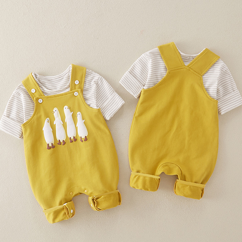 Baby 2-Piece Penguin Striped Yellow Set