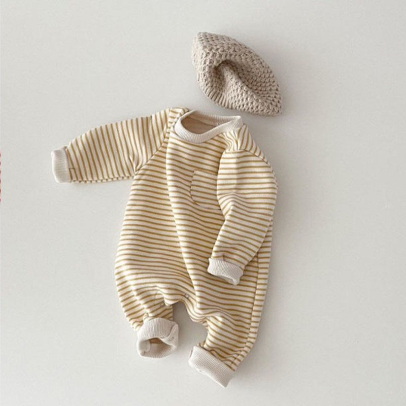 Baby Round Neck Striped Romper