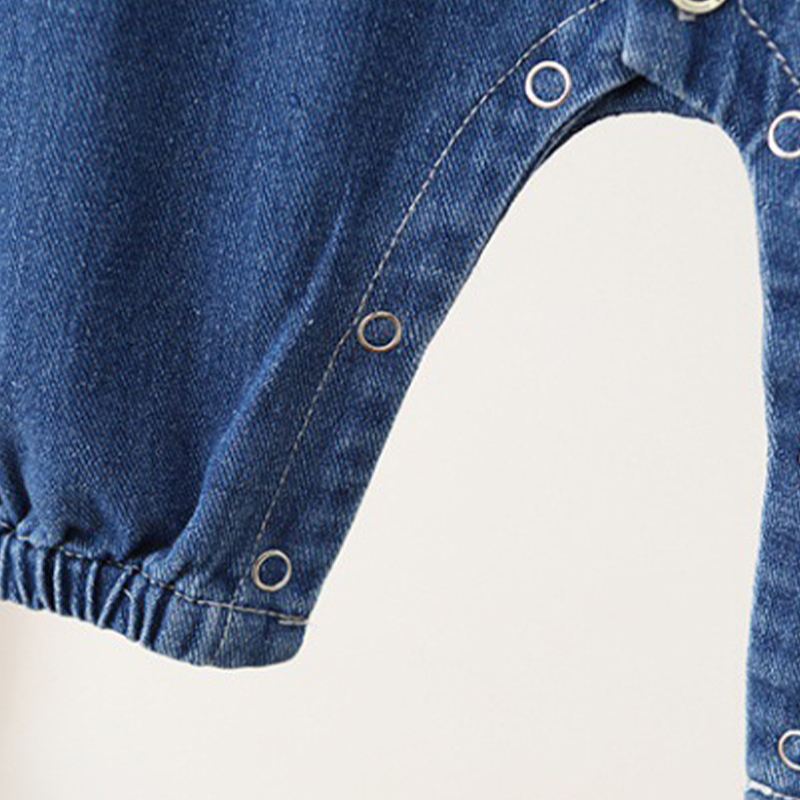 Baby Solid Color Blue Denim Romper