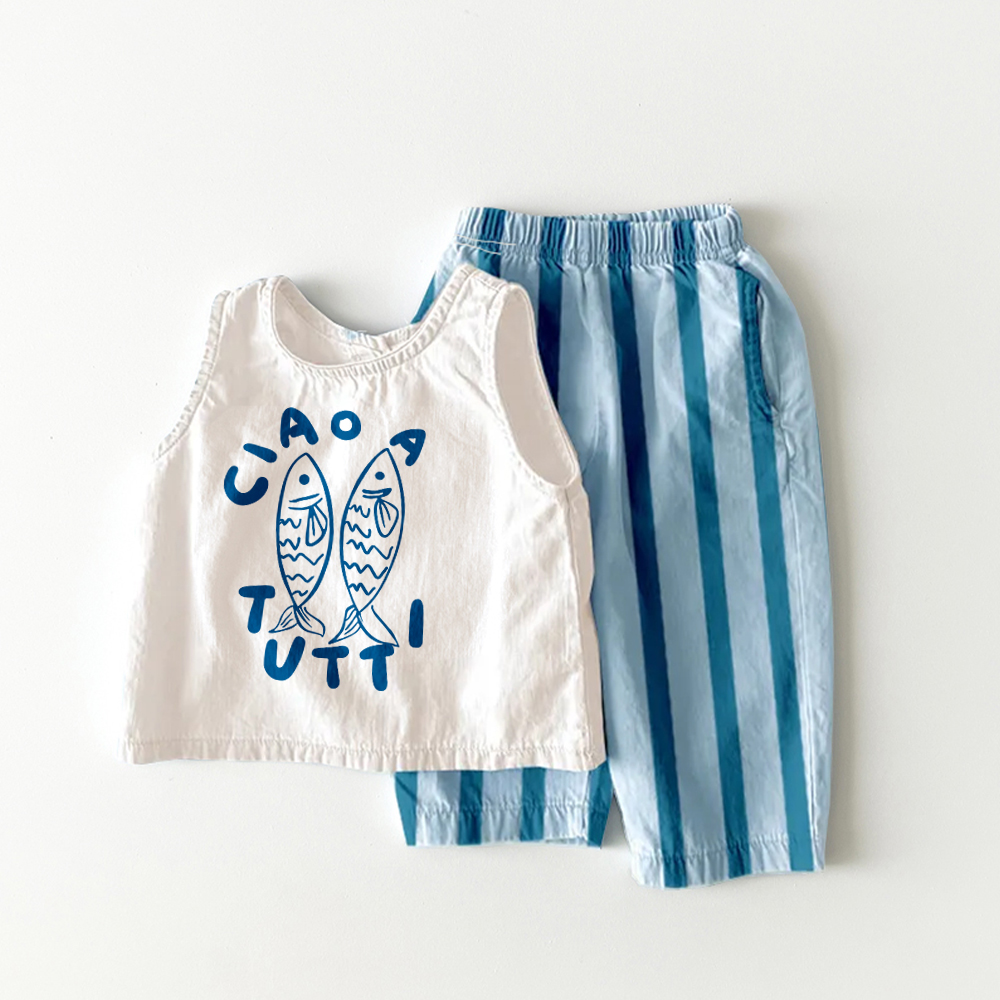 CIAO A TUTTI Baby 2 Piece Sardines Stripe Pants Sets