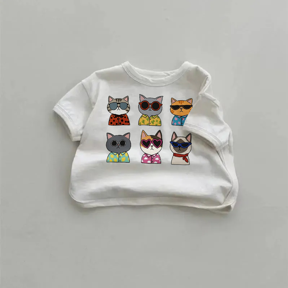 Baby Cat Comfort Solid Color Simple T-shirt