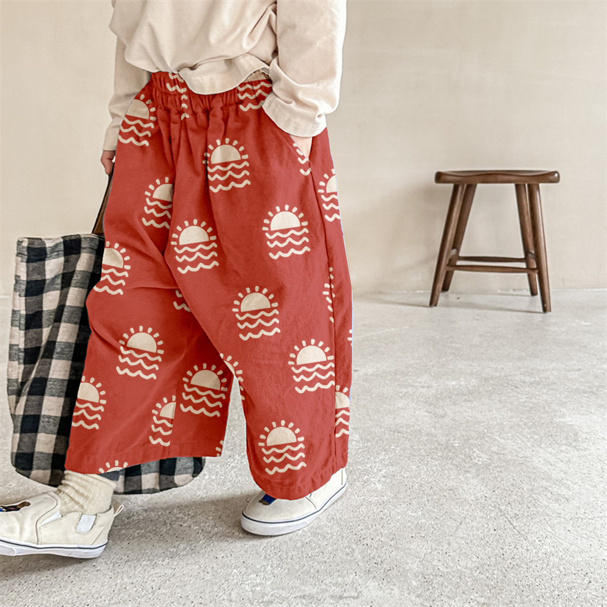 Baby & Kids Sunset Printing Orange Red Pants