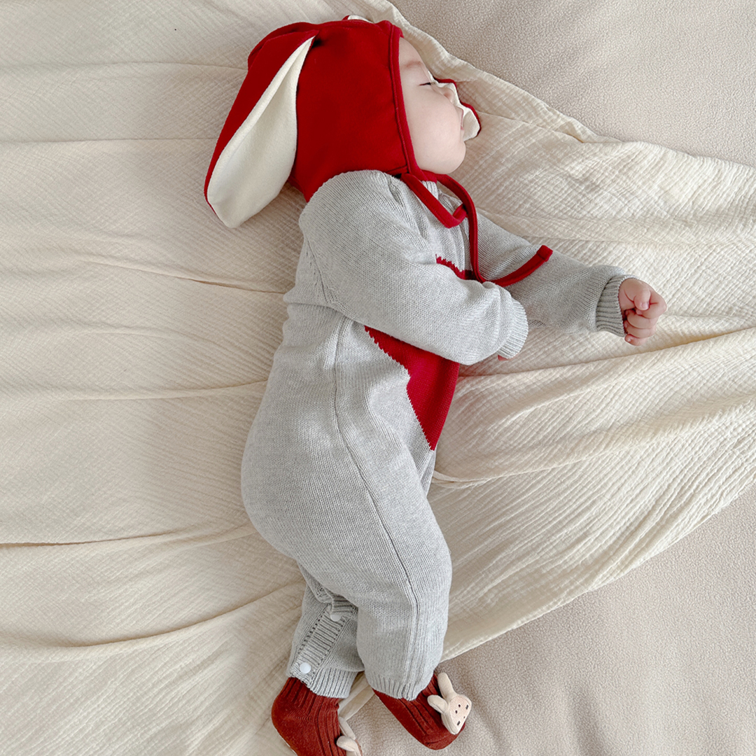 Baby Heart Knitted Romper