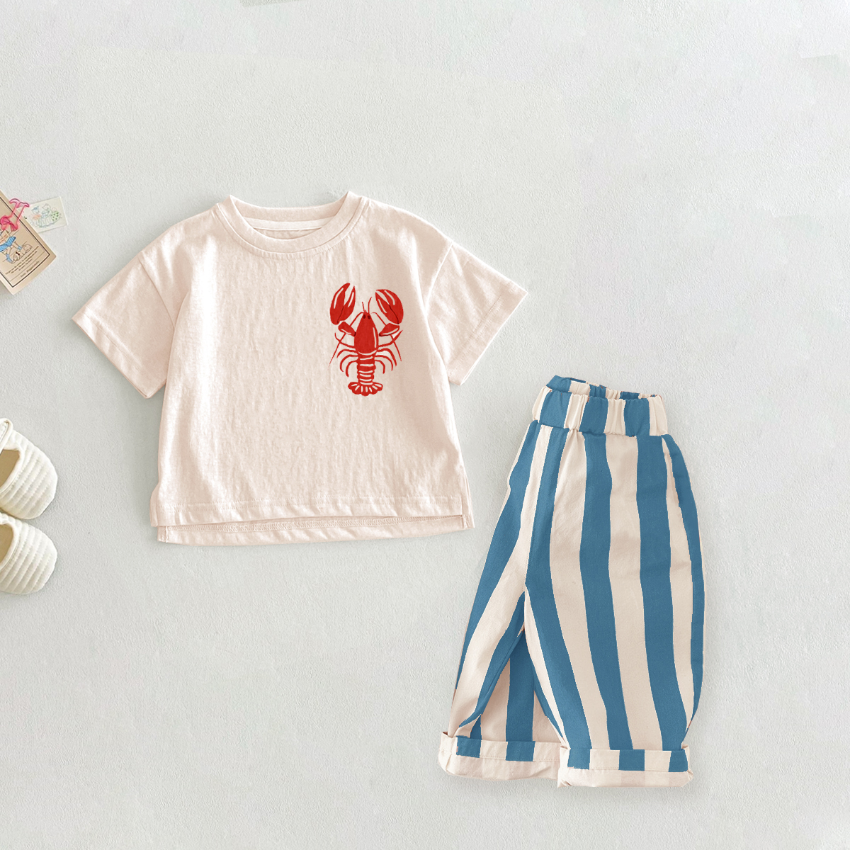 Baby Lobster Top and Stripe Pants Set