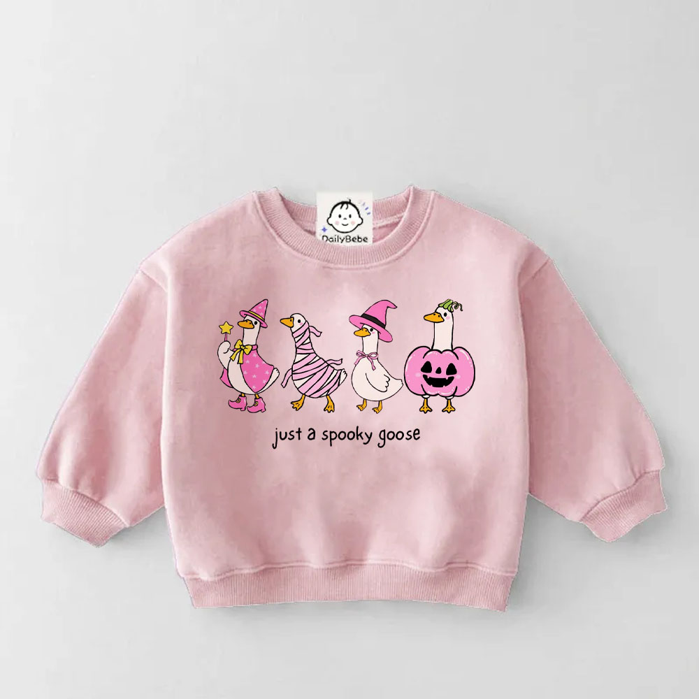 JUST A SPOOKY GOOSE Baby & Kids Pink Sweatshirt