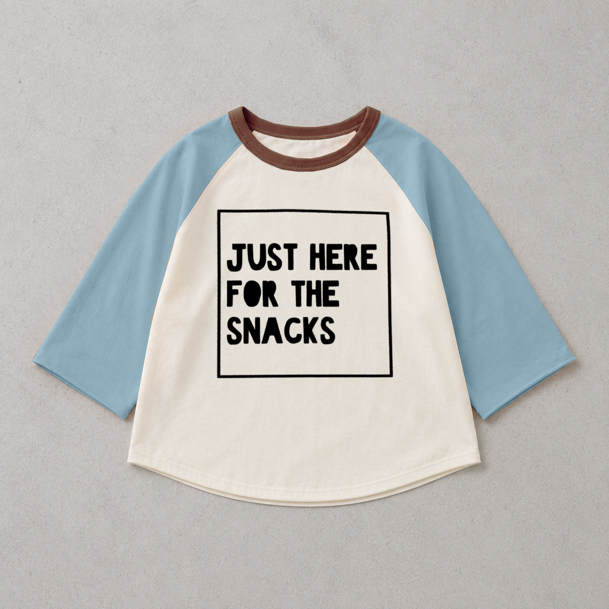 JUST HERE FOR THE SNACKS Baby & Kids Slogan Color Blocking Tee